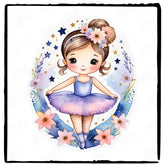 Brown Hair Pruple Ballerina Design