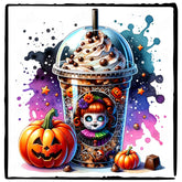 Halloween Coffee Doll Pumpkin Pattern Design