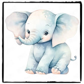 Cute Blue Elephant Smiling Pattern Design