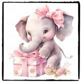 Cute Pink Elephant With Birthday Present Pattern Design