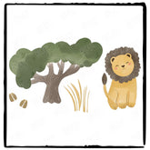 Kids Safari Cute Characters Lion and Tree Design