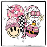 Santa Christmas Tree Ornament Smiley Face Pink Funky Pop Art Christmas Symbols Design