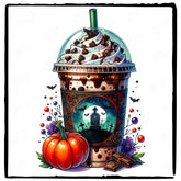 Halloween Coffee Cementary Pumpkin Pattern Design