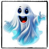 Blue and White Happy Ghost Ghoul Kids Halloween Character Design