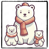 Cute Polar Bears With Christmas Tree Kids Christmas Character Design