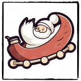 Cute Santa Riding Sleigh Kids Christmas Character Design
