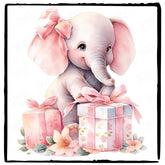 Cute Pink Elephant Birthday Presents Pattern Design
