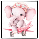 Cute Pink Elephant Plane Pattern Design