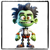 Green Frankenstien's Monster Kids Halloween Character Design