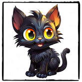 Black Cat Kitten Kids Halloween Design