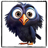 Black Cartoon Raven Bird Kids Halloween Design