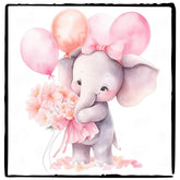 Cute Pink Elephant Holding Bunch Of Balloons Pattern Design