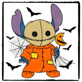 Halloween Stitch Pumpkin Bats Kids Cartoon Design