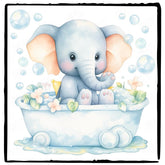 Cute Blue Elephant Taking A Bath Pattern Design