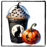 Halloween Coffee Black Cat Pattern Design