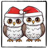 Cute Owls In Hats Kids Christmas Character Design