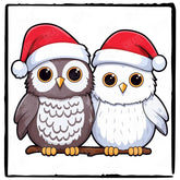 Cute Snowy Owls In Hats Kids Christmas Character Design