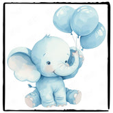 Cute Blue Elephant Balloons Pattern Design