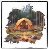 Orange Camping Tent in Woods Design
