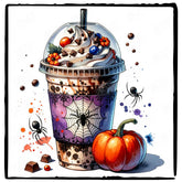 Halloween Coffee Spider Spooky Fall Pattern Design