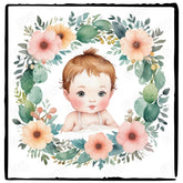 Salmon Flower Wreath Baby Design