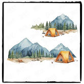 Mountain Scene with Orange Tent Design