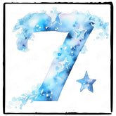 Blue Number Seven Birthday Pattern Design