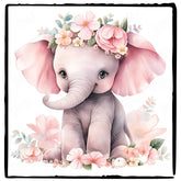 Cute Pink Elephant Flower Crown Pattern Design