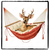 Christmas Deer In Hammock Merry Xmas Pattern Design