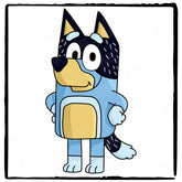 BLUEY Dad Bandit Stadning Left Blue Kids TV Design