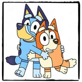 BLUEY and Bingo Hugging Happy Blue Kids TV Design