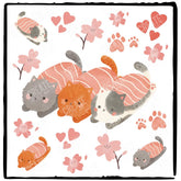 Japanese Sushi Cats with Pink Cherry Blossoms Design