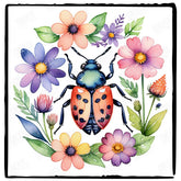 Ladybug with Flower Wreath Design