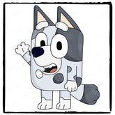 BLUEY Muffin Heeler Dog Waving Pose Kids TV Design