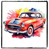 Colourful Splash with Classic Red Car Design