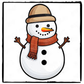 Cute Snowman In Hat And Scarf Kids Christmas Character Design