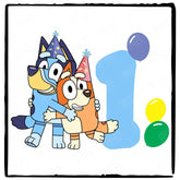 Happy Bluey & Bingo Character 1st Birthday Balloons Number Design
