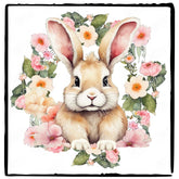 Pink Flower Wreath Bunny Rabbit Design