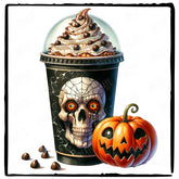 Halloween Coffee Creepy Skull Fall Pattern Design