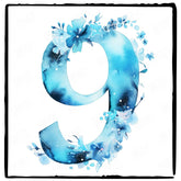 Blue Number Nine Birthday Pattern Design