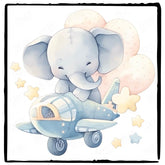 Cute Blue Elephant Plane Pattern Design