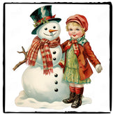 Christmas Snowman And A Boy Aesthetic Pattern Design