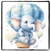 Cute Blue Elephant Hot Air Balloon Pattern Design