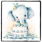 Blue Elephant Birthday Cake Pattern Design