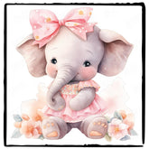 Cute Pink Baby Elephant In A Dress Pattern Design