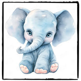 Blue Cute Elephant Sitting Pattern Design