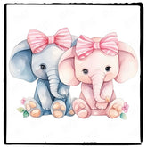 Cute Pink Two Elephants Pattern Design