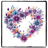 Love Heart Shape with Purple Flowers Design