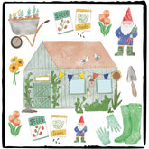 Garden Shed, Garden Tools and Gnomes Design