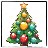 Cute Christmas Tree with Ornaments Kids Christmas Design